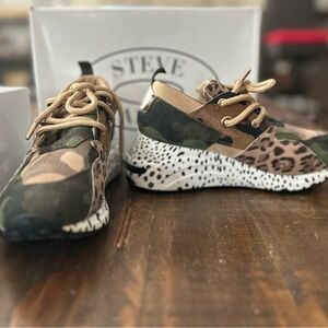 Steve Madden Multicolor Camouflage and Leopard Sneakers